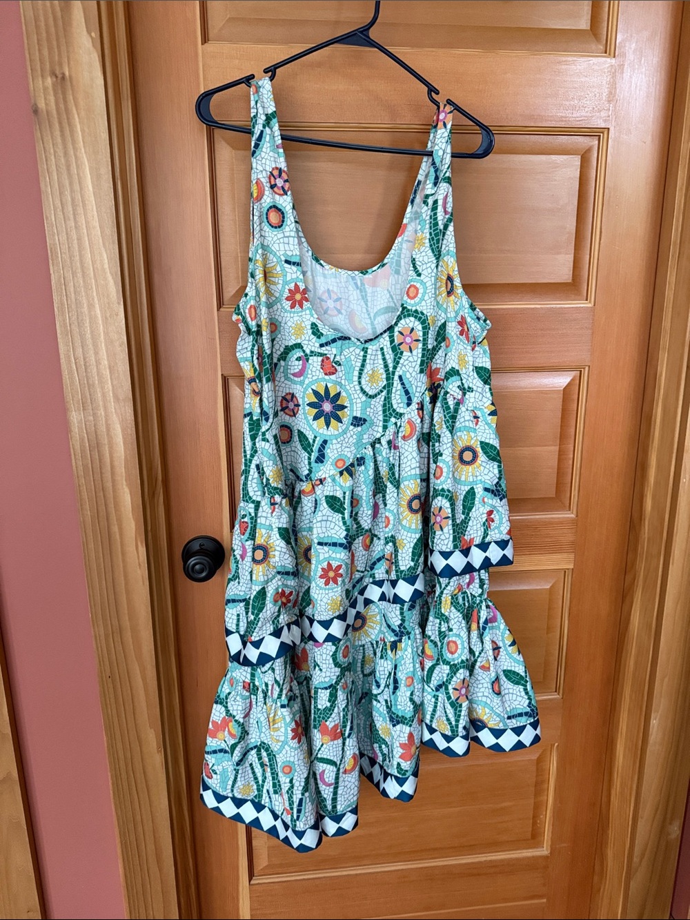Anthropologie Celandine Asymmetrical Floral Tiered Sundress in BlueGreen